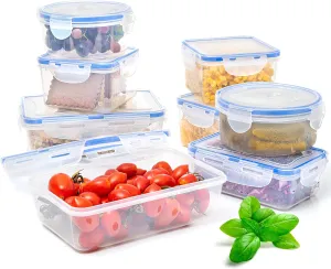 Moss & Stone Air Tight 16 Piece Plastic Food Storage Containers with Lids, Safe Lunch Box Set For DIshwasher and Microwave, Leak Proof Storage Containers For Food- BPA Free