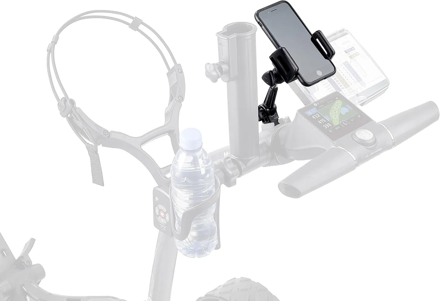 Motocaddy Device Craddle - Golf Cart Phone Holder - Fits Most Phones and GPS Units - Landscape and Portrait Rotation Ready, Adjustable Angles, Durable (Black)
