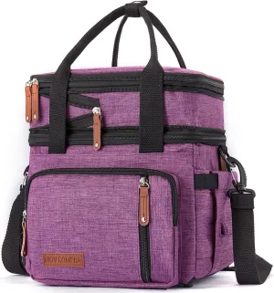 MOV COMPRA Purple Lunch Bag Women, Expandable Insulated Lunch Box for Work, Large Lunch Bag Leakproof Lunch Box Cooler Bag（Purple）