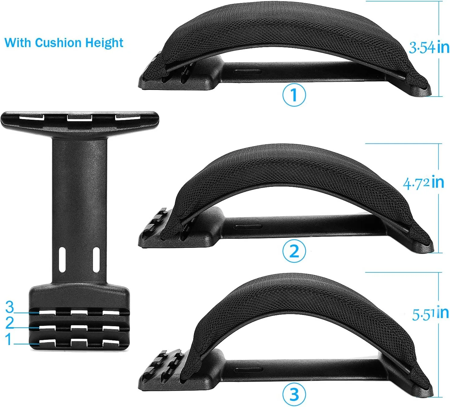 Multi-Level Back Stretcher Device, Lumbar Back Stretching Device, Memory Foam Lumbar Pillow Back Pain Support for Office Chair and Pain Relief(Blue)