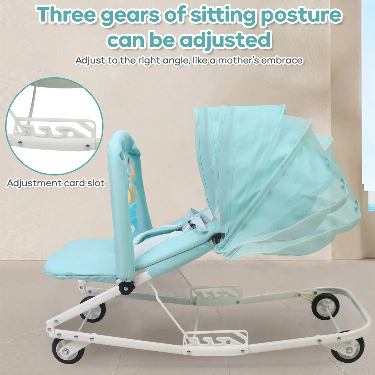 Multifunction Baby Rocking Chair | Adjustable | Wheels | Toys