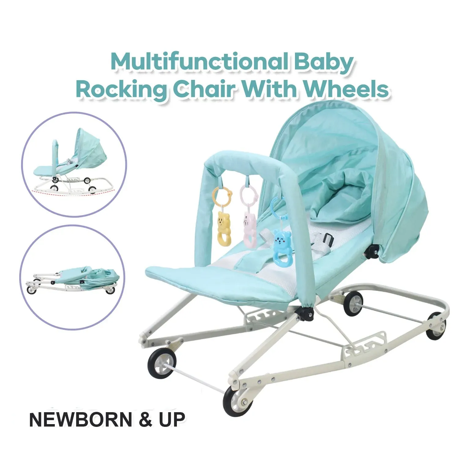 Multifunction Baby Rocking Chair | Adjustable | Wheels | Toys