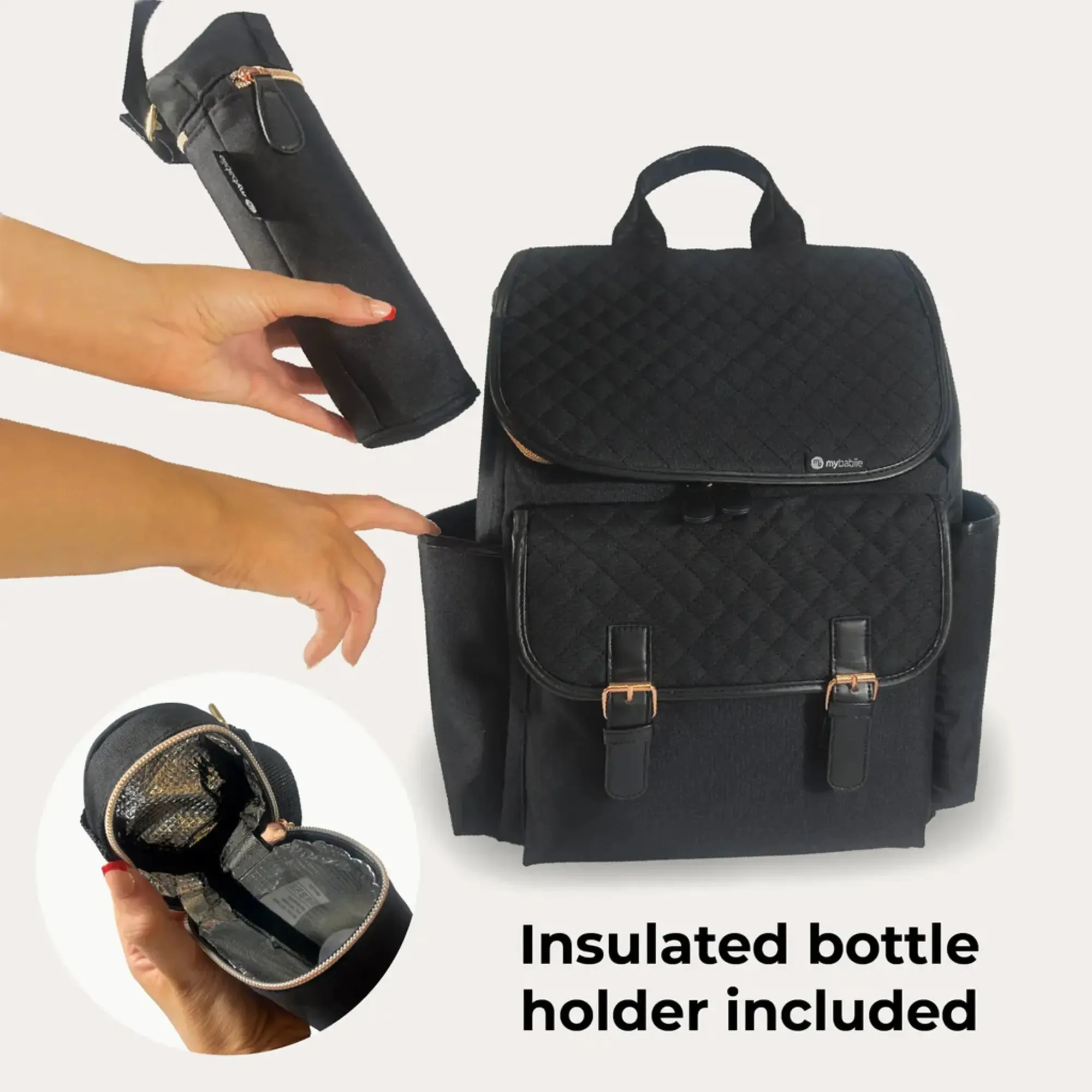 My Babiie Backpack Changing Bag - Black Quilted