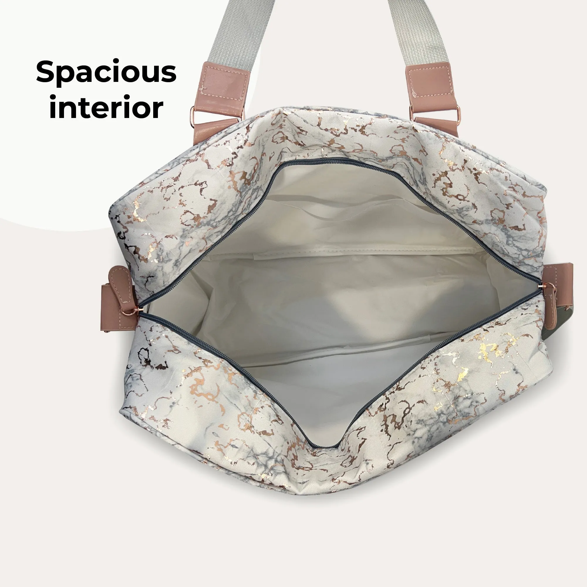 My Babiie Deluxe Changing Bag - Metallic Rose Gold Marble