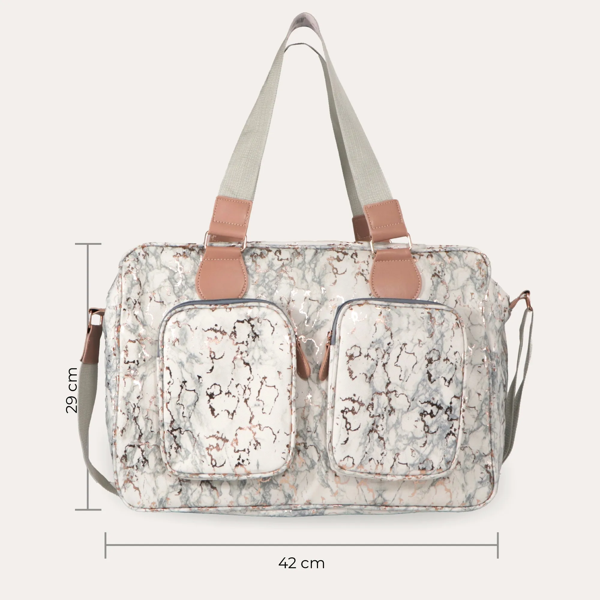 My Babiie Deluxe Changing Bag - Metallic Rose Gold Marble