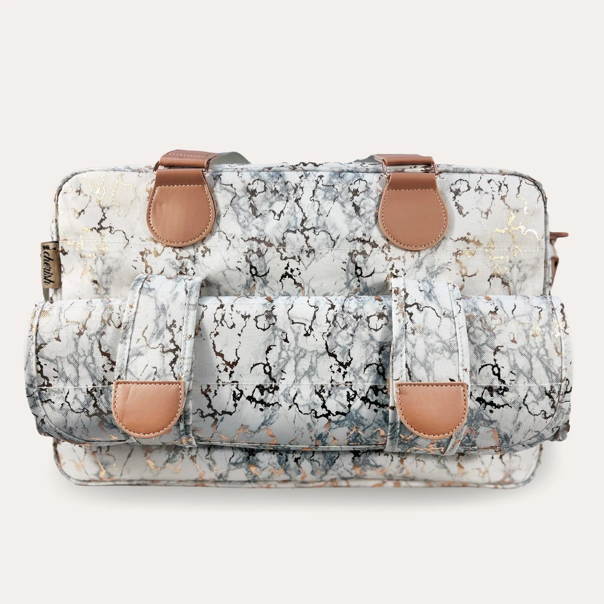 My Babiie Deluxe Changing Bag - Metallic Rose Gold Marble