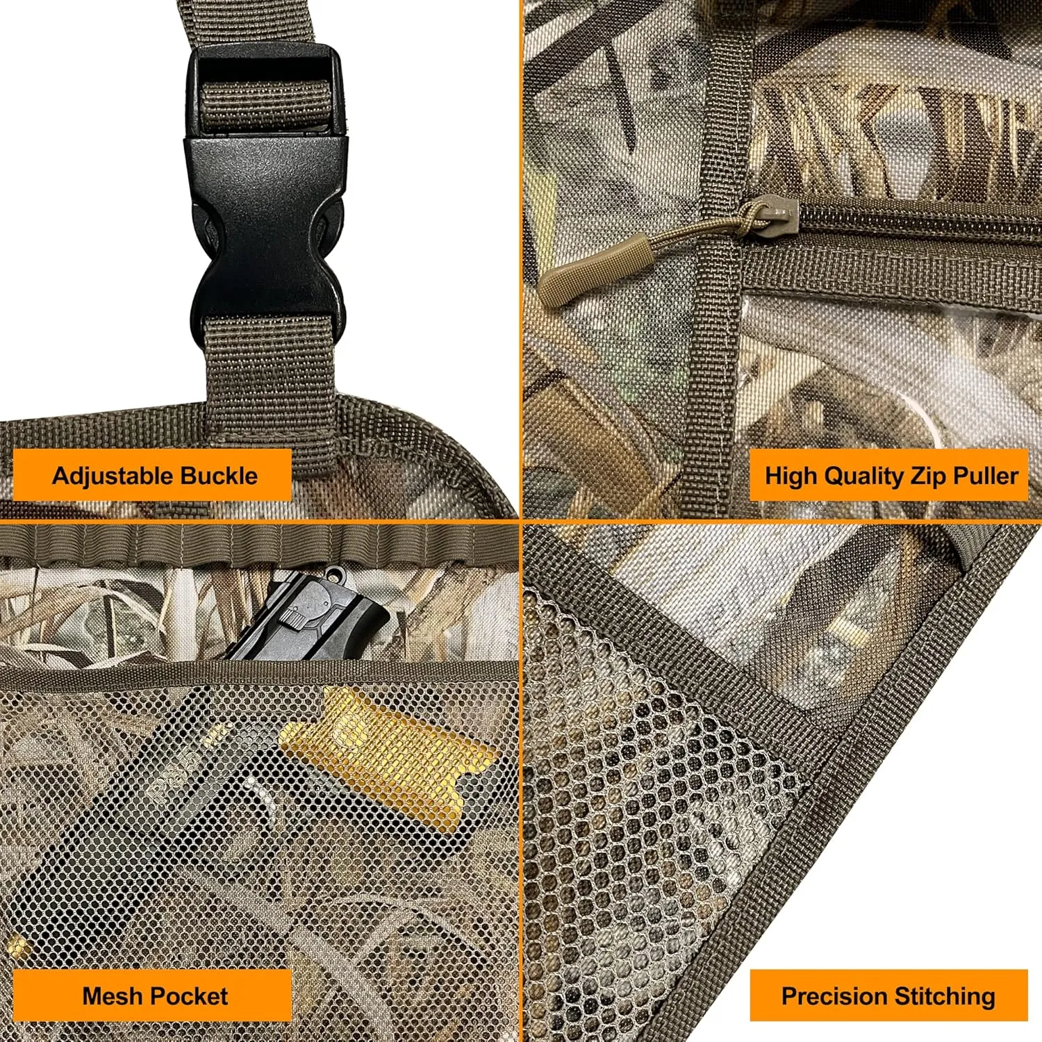 MYDAYS 2 Pack Seat Back Gun Rack, Camo Front Seat Gun Organizer with Bullet Pocket Vehicle Gun Holder for Hunting Rifles/Shotguns