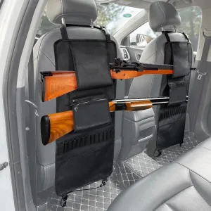 MYDAYS 2 Pack Seat Back Gun Rack, Camo Front Seat Organizer With Bullet Pocket Vehicle Holder for Hunting Rifles/Shotguns