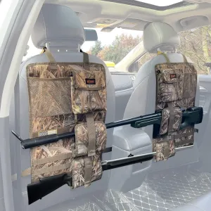 MYDAYS 2 Pack Tactical Seat Back & Front Seat Gun Organizer with Molle Panel Vehicle Gun Holders for Hunting Rifles & Shotguns (Camo)