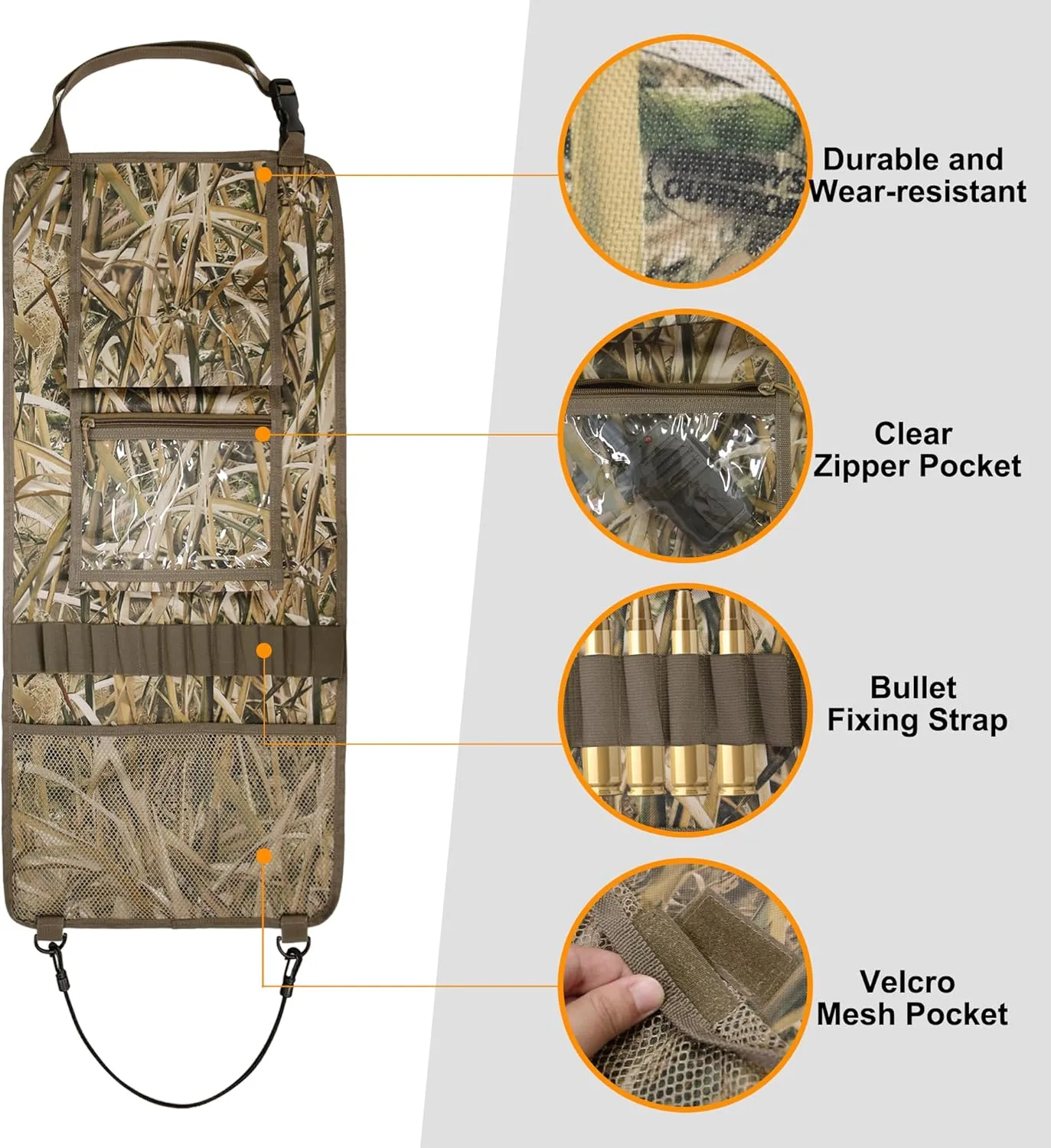MYDAYS 2 Pack Tactical Seat Back Gun Rack, Camo Front Seat Organizer With Molle Panel Vehicle Holder for Hunting Rifles/Shotguns (Camo2)