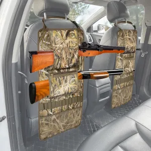 MYDAYS 2 Pack Tactical Seat Back Gun Rack, Camo Front Seat Organizer With Molle Panel Vehicle Holder for Hunting Rifles/Shotguns (Camo2)