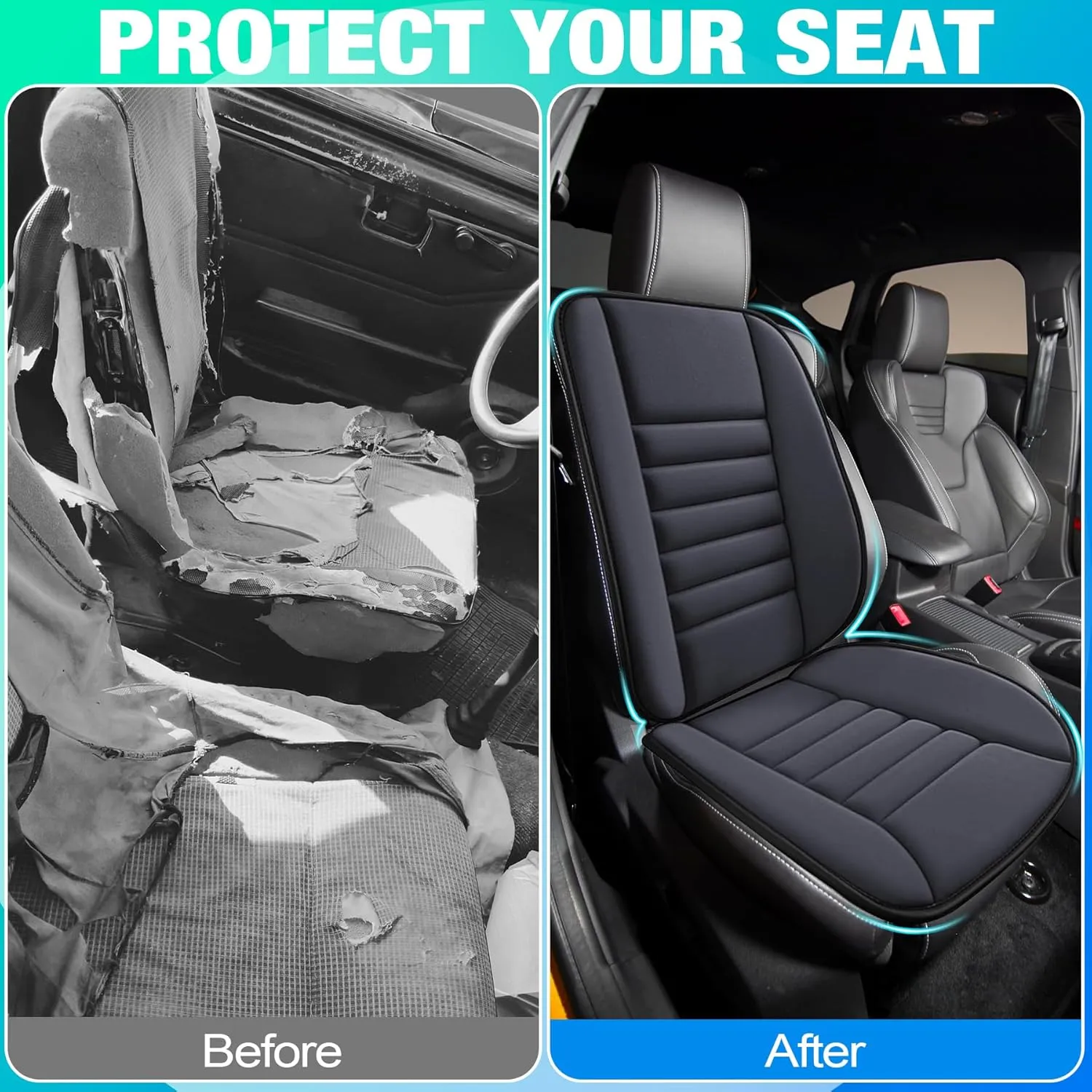 MYFAMIREA Car Seat Cushion and Back Support Pillow 1.2'' Thick Memory Foam Desk Chair Cushion Back Support for Automotive Seat Driver, Travel, Leg Back Pain Relief, Washable Adjustable, Dark Gray