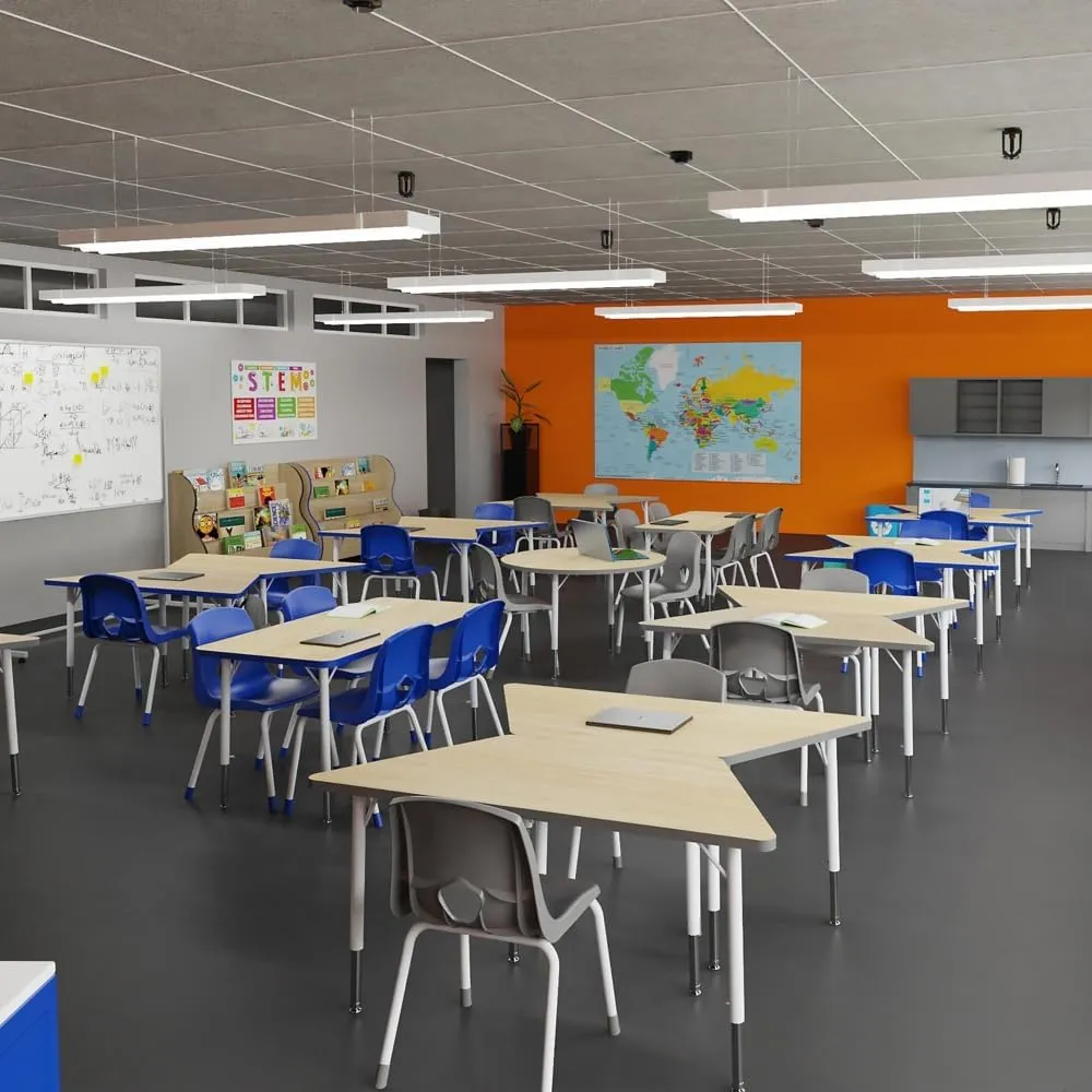 nbf signature series Curriculum Student Chair 18" H Blue | Stackable Plastic Classroom Chairs for Students, Ideal for Weight Capacity and Versatile Seating Solutions