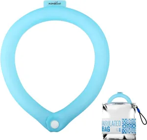 Neck Cooling Tube with Insulated Bag, Ice Neck Cooler Ring Wearable Body Cooling Products for Outdoor Indoor, Cooler Wraps Anti-Slip with Buttons for Summer Hot Weather