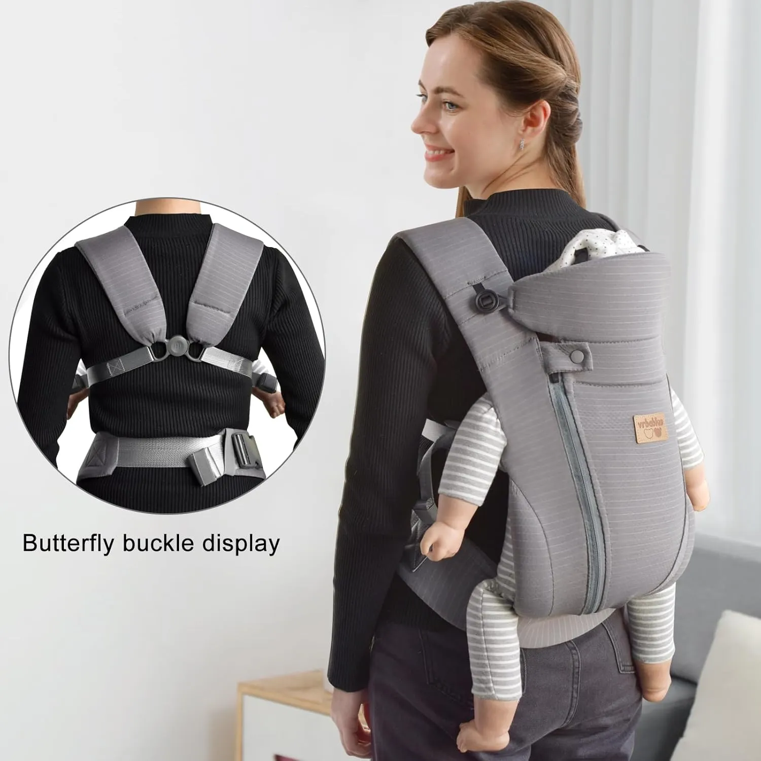 New Upgrade Ergonomic Baby Carrier Newborn Toddler Wrap Carrier,Hands Free Baby Sitting Support Sling,Breathable,Perfect for Infants/Chest Sling for Babies Shower Gift(Dark Grey)
