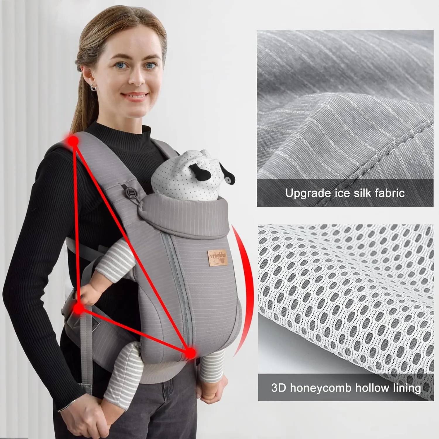 New Upgrade Ergonomic Baby Carrier Newborn Toddler Wrap Carrier,Hands Free Baby Sitting Support Sling,Breathable,Perfect for Infants/Chest Sling for Babies Shower Gift(Dark Grey)