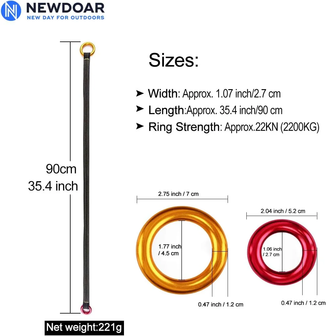 NewDoar Tree Arborist Friction Saver 22KN Climbing Cambium Saver Loop Belt Sling Retrievable Anchor 35.4 inch/43 inch