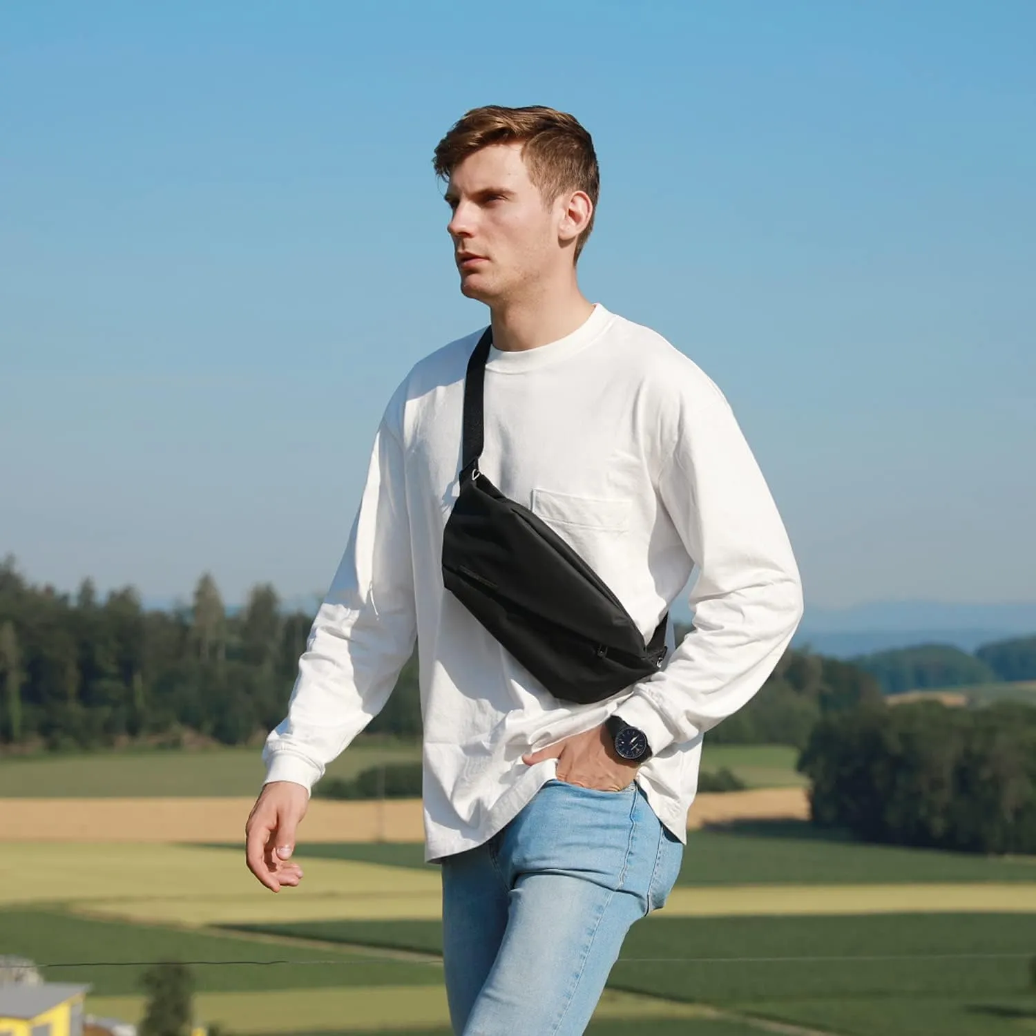 NIID-R0 Sling Bag: Multipurpose Chest Bag for Men & Women - Crossbody, Shoulder, Fanny Pack for Travel, Gym, Cycling