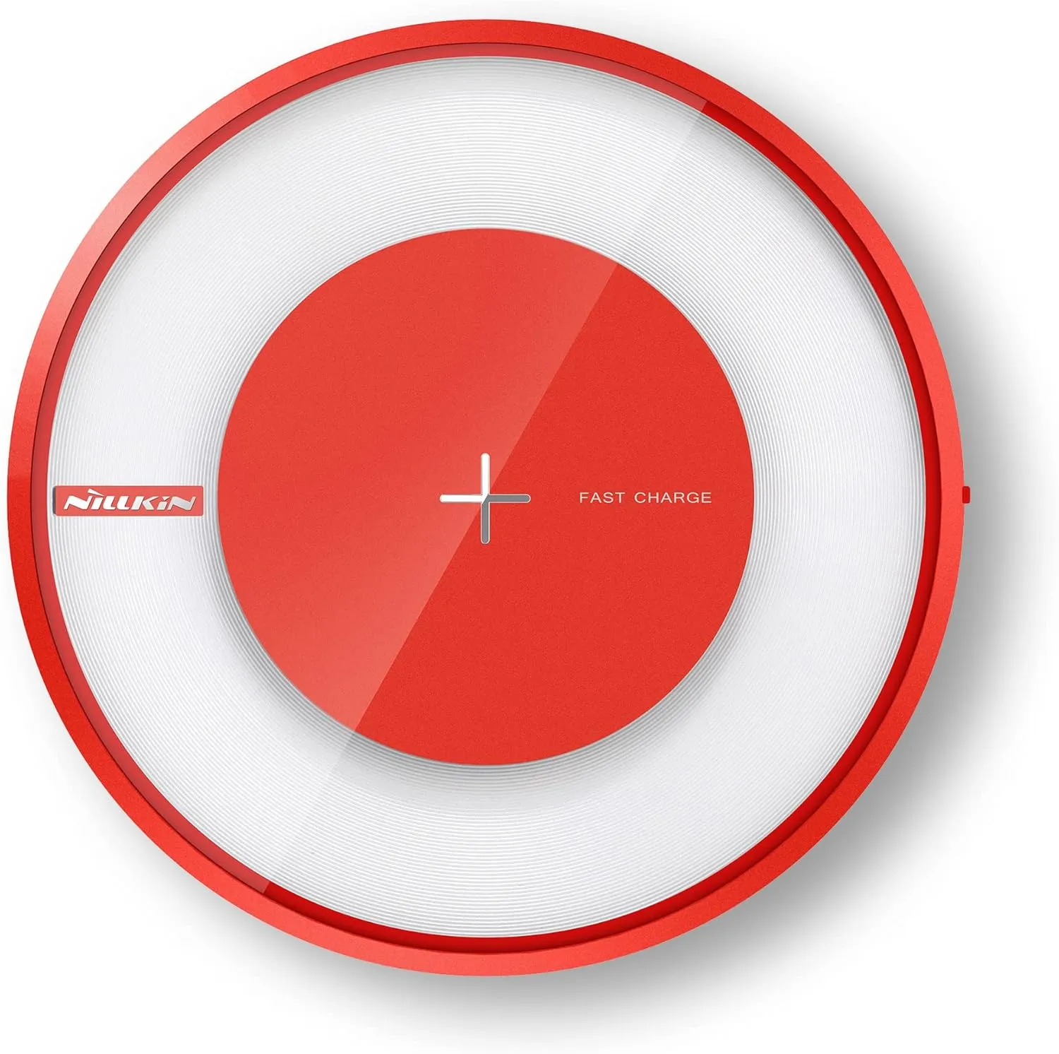 Nillkin Fast Wireless Charger [Colorful LED Light] Qi Certified Wireless Charging Pad, 7.5W for iPhone 15/14/13/12/11 Series, 10W for Samsung Galaxy S23/S22/S21, AirPods Pro, Red