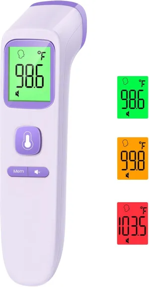 No-Touch Thermometer for Adults and Kids, Digital Accurate Baby Thermometer with Fever Alarm, 1 Second Fast Result, FSA HSA Eligible, Easy to use, 2 in 1 Mode (Purple)