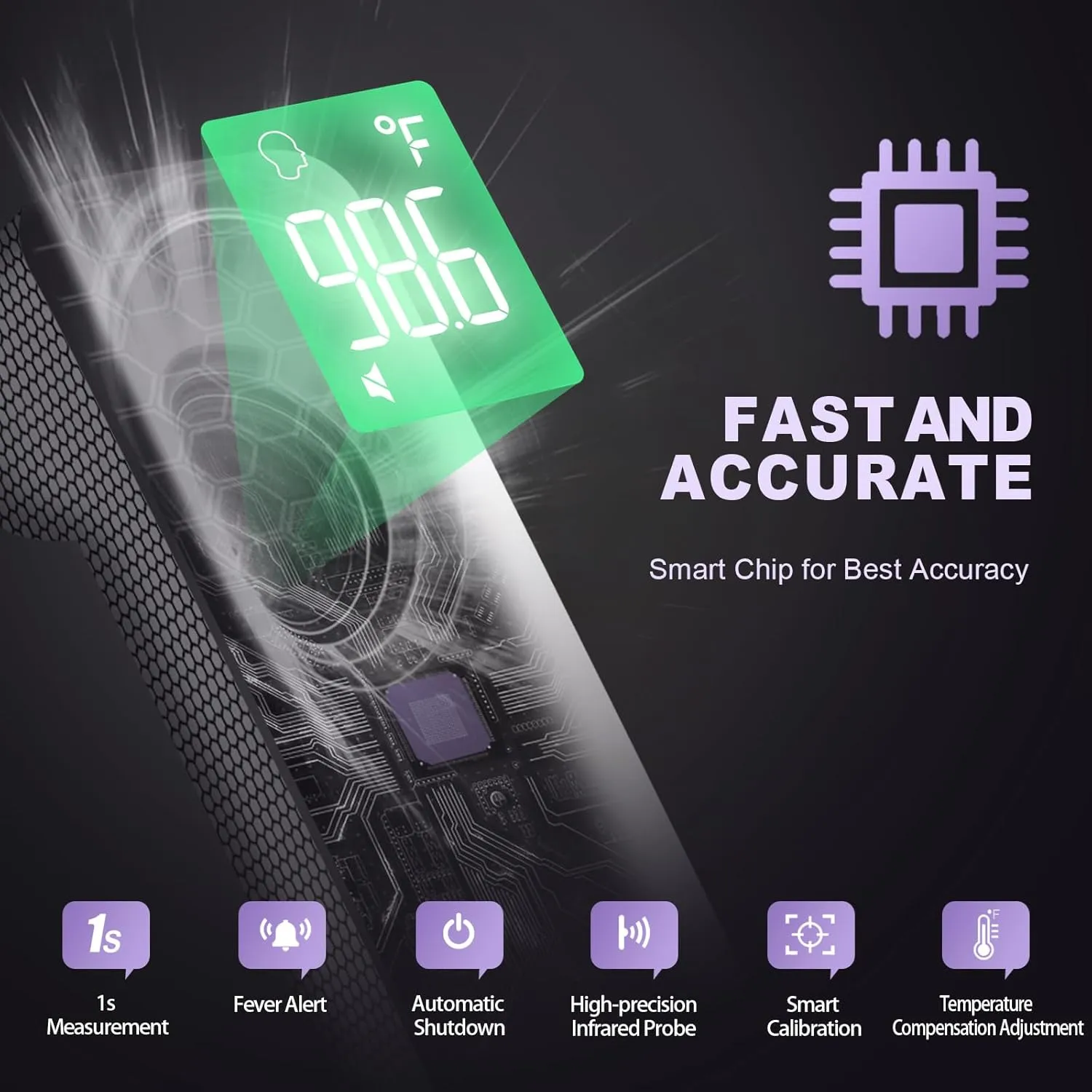 No-Touch Thermometer for Adults and Kids, Digital Accurate Baby Thermometer with Fever Alarm, 1 Second Fast Result, FSA HSA Eligible, Easy to use, 2 in 1 Mode (Purple)