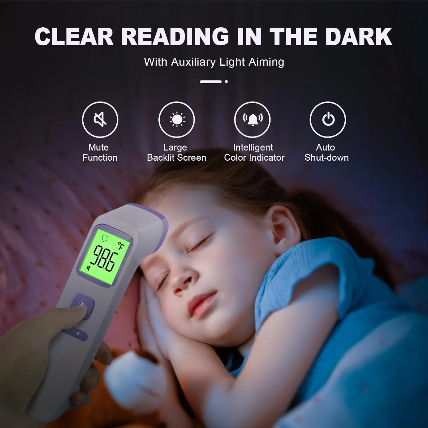 No-Touch Thermometer for Adults and Kids, Digital Accurate Baby Thermometer with Fever Alarm, 1 Second Fast Result, FSA HSA Eligible, Easy to use, 2 in 1 Mode (Purple)