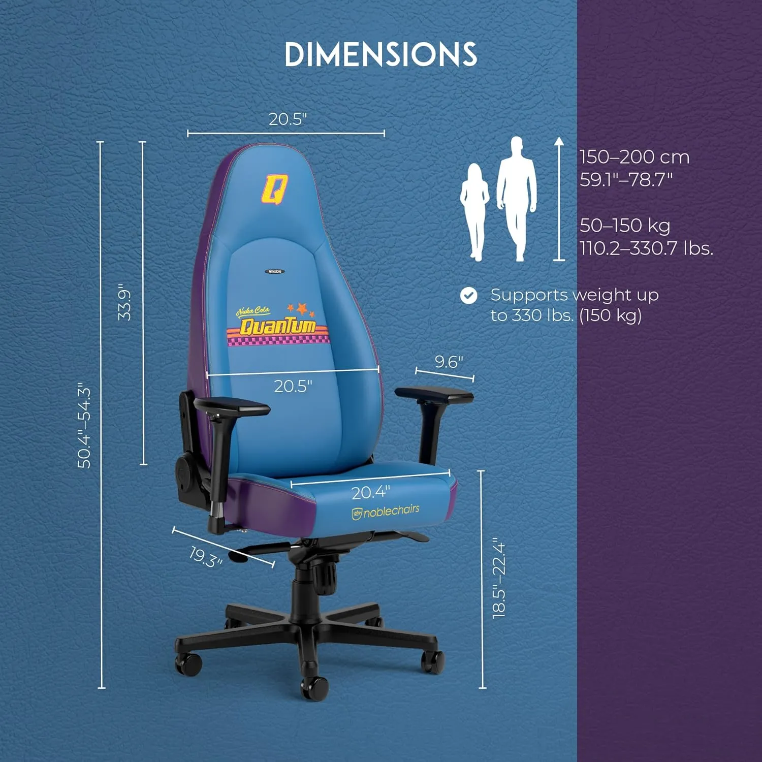 noblechairs ICON Gaming Chair and Office Chair with Lumbar Support, Fallout Nuka-Cola Quantum Edition