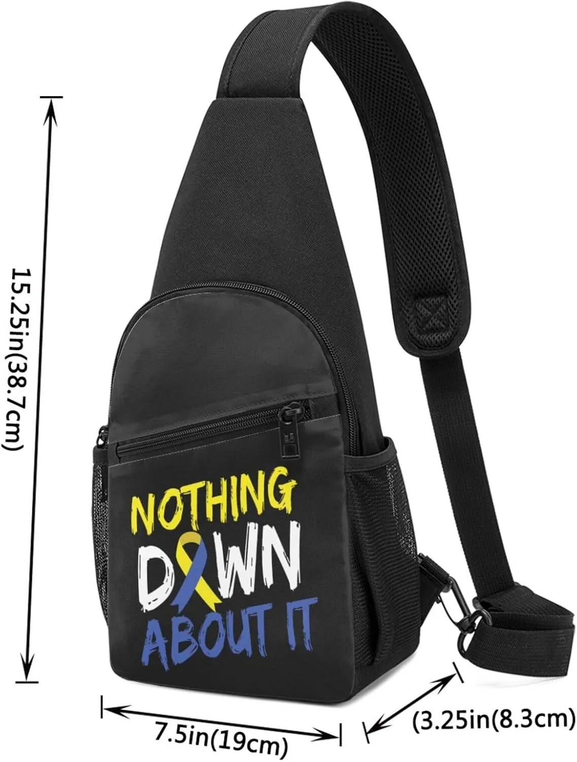 Nothing Down About It Down Syndrome Awareness Sling Bag Crossbody Backpack Shoulder Casual Daypack Bags for Men Women