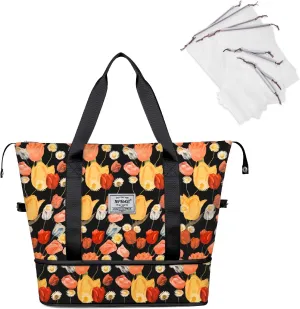 NPBAG Women Travel Duffel, Multi Functional Large Expandable Weekender Carry-on Tote, Gym Workout Overnight Bag, Mommy Hospital Bag for Labor and Delivery