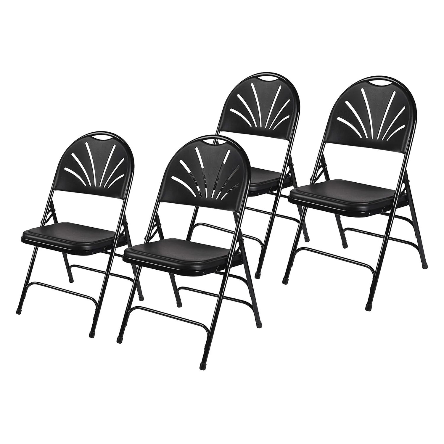 OEF Furnishings Heavy-Duty Fan Back Folding Chair – Black, 500 lb Capacity, Durable Steel Frame, Triple Braced, Stackable & Foldable, Ergonomic Comfort, Ideal for Events & Home Use