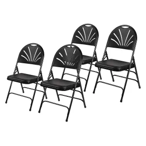 OEF Furnishings Heavy-Duty Fan Back Folding Chair – Black, 500 lb Capacity, Durable Steel Frame, Triple Braced, Stackable & Foldable, Ergonomic Comfort, Ideal for Events & Home Use