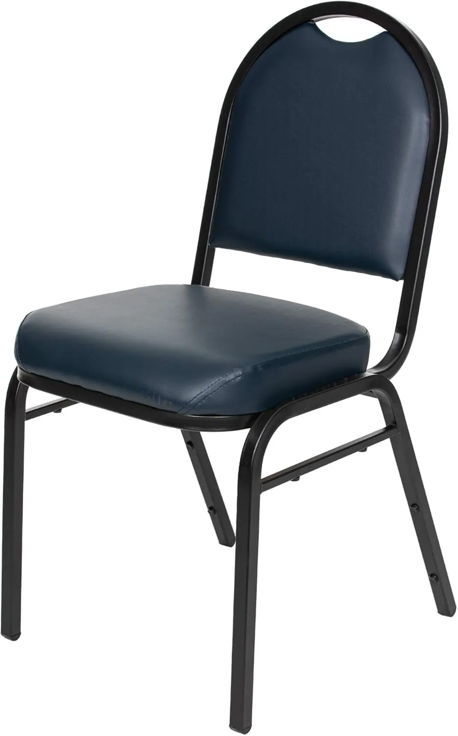 OEF Furnishings (Pack of 2) Premium Vinyl Upholstered Stack Banquet Chair, Blue/Black