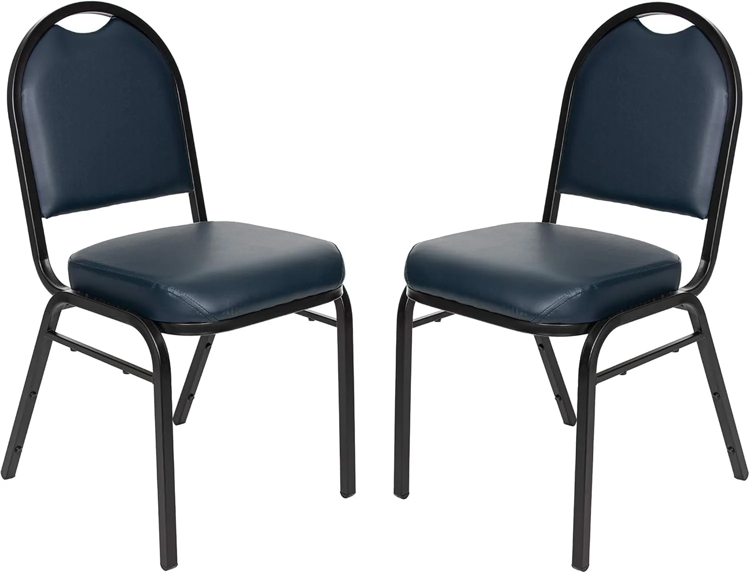 OEF Furnishings (Pack of 2) Premium Vinyl Upholstered Stack Banquet Chair, Blue/Black