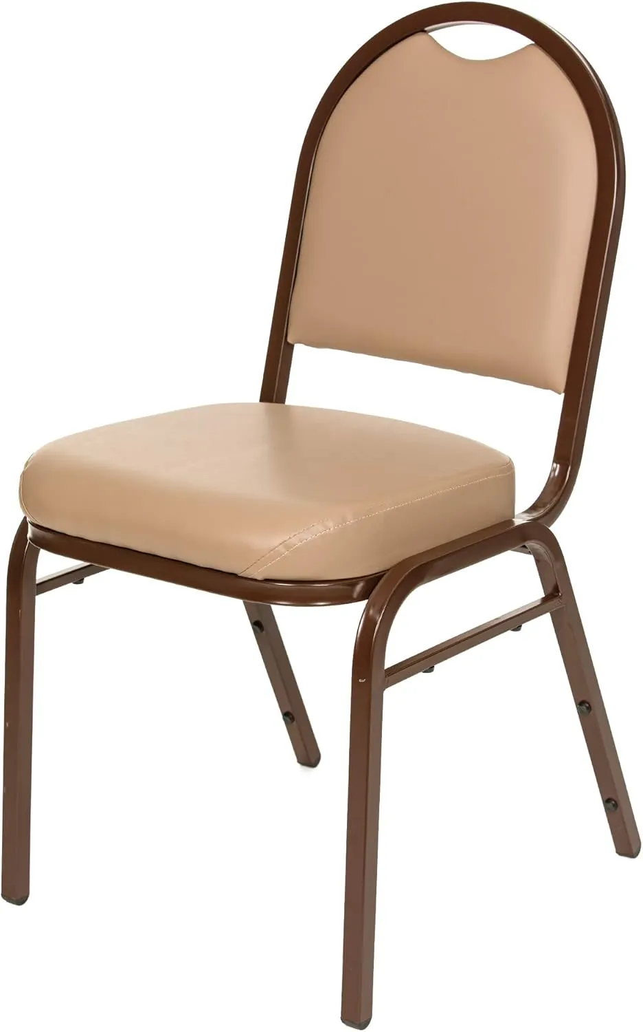 OEF Furnishings Premium Vinyl Upholstered Stack Banquet Chair, Pack of 2, Beige/Mocha