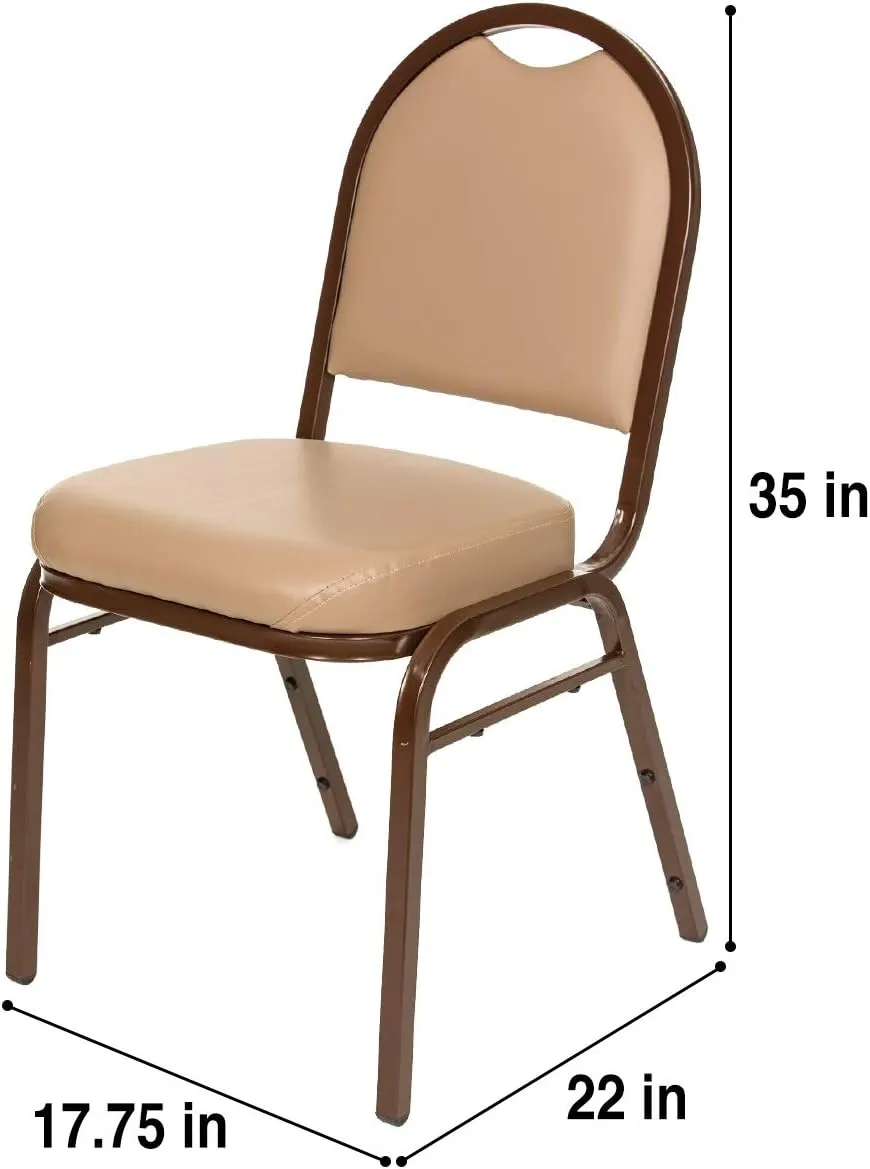 OEF Furnishings Premium Vinyl Upholstered Stack Banquet Chair, Pack of 2, Beige/Mocha
