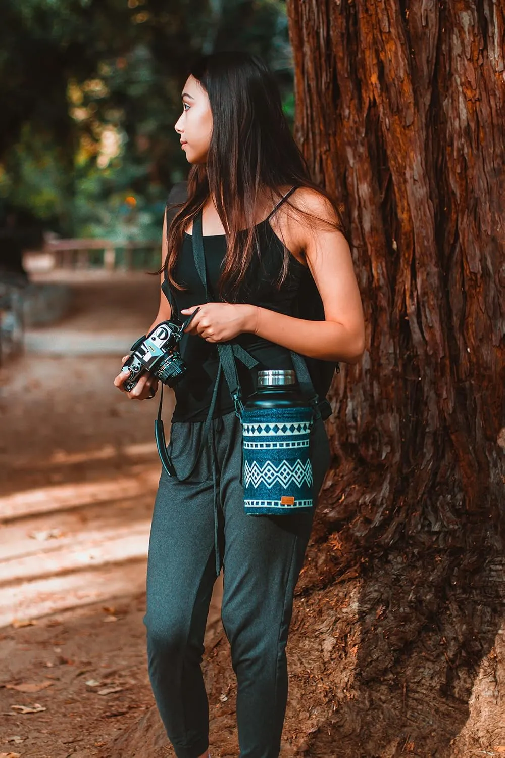 Off the Grid Water Bottle Carrier | Sling Bag | Bottle Protector for Walking, Backpacking | 64 oz, Laguna Blue