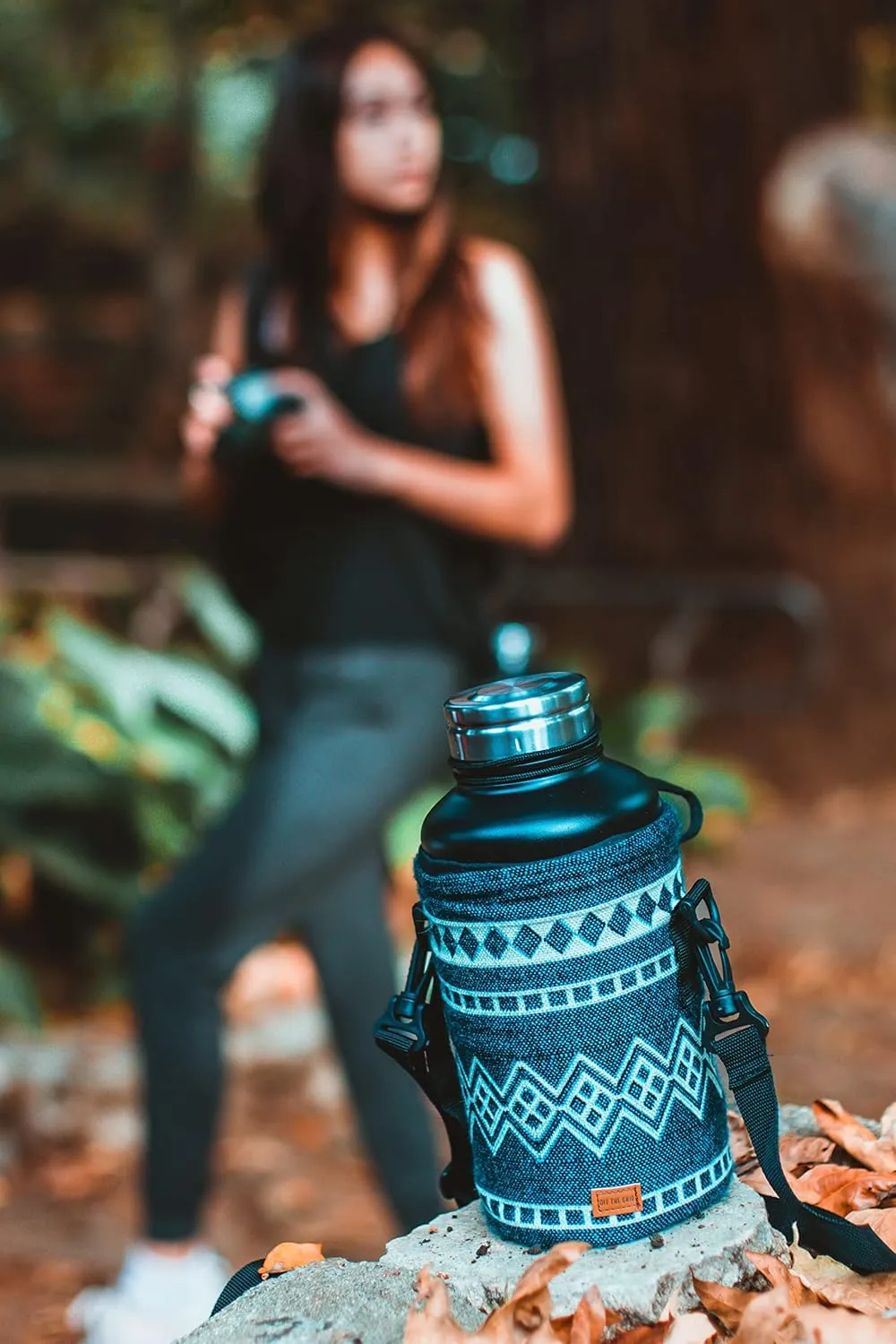 Off the Grid Water Bottle Carrier | Sling Bag | Bottle Protector for Walking, Backpacking | 64 oz, Laguna Blue