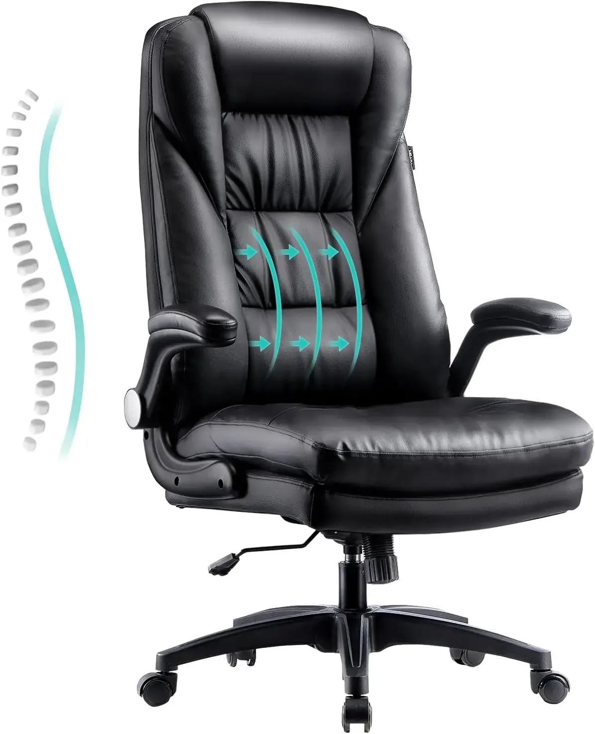 Office Chair, Big and Tall Desk Chair 400lbs Wide Seat, High Back PU Leather Ergonomic Computer with Adjustable Armrest