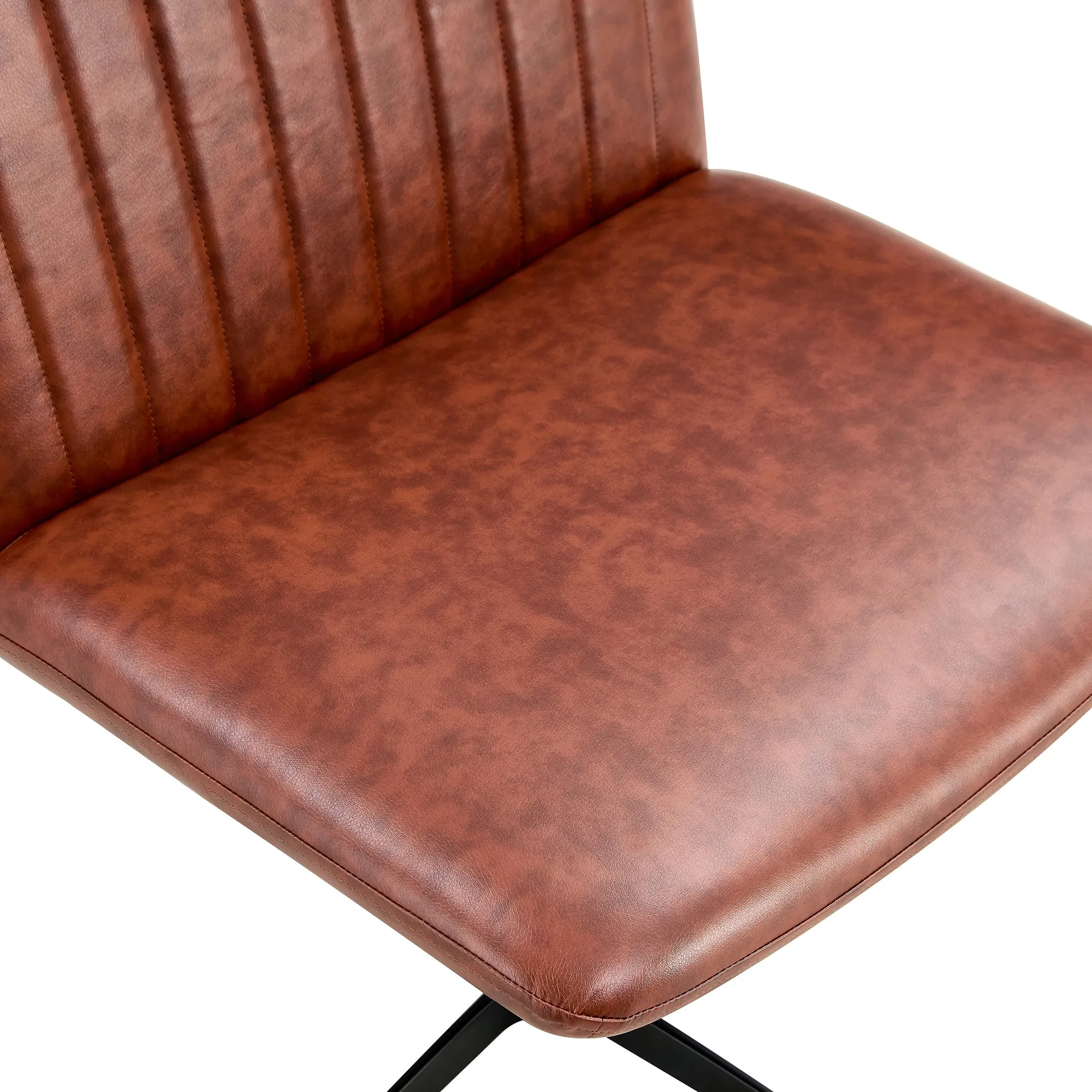 Office Chair Brown Adjustable 360 °Swivel Cushion With Black Foot - Brown