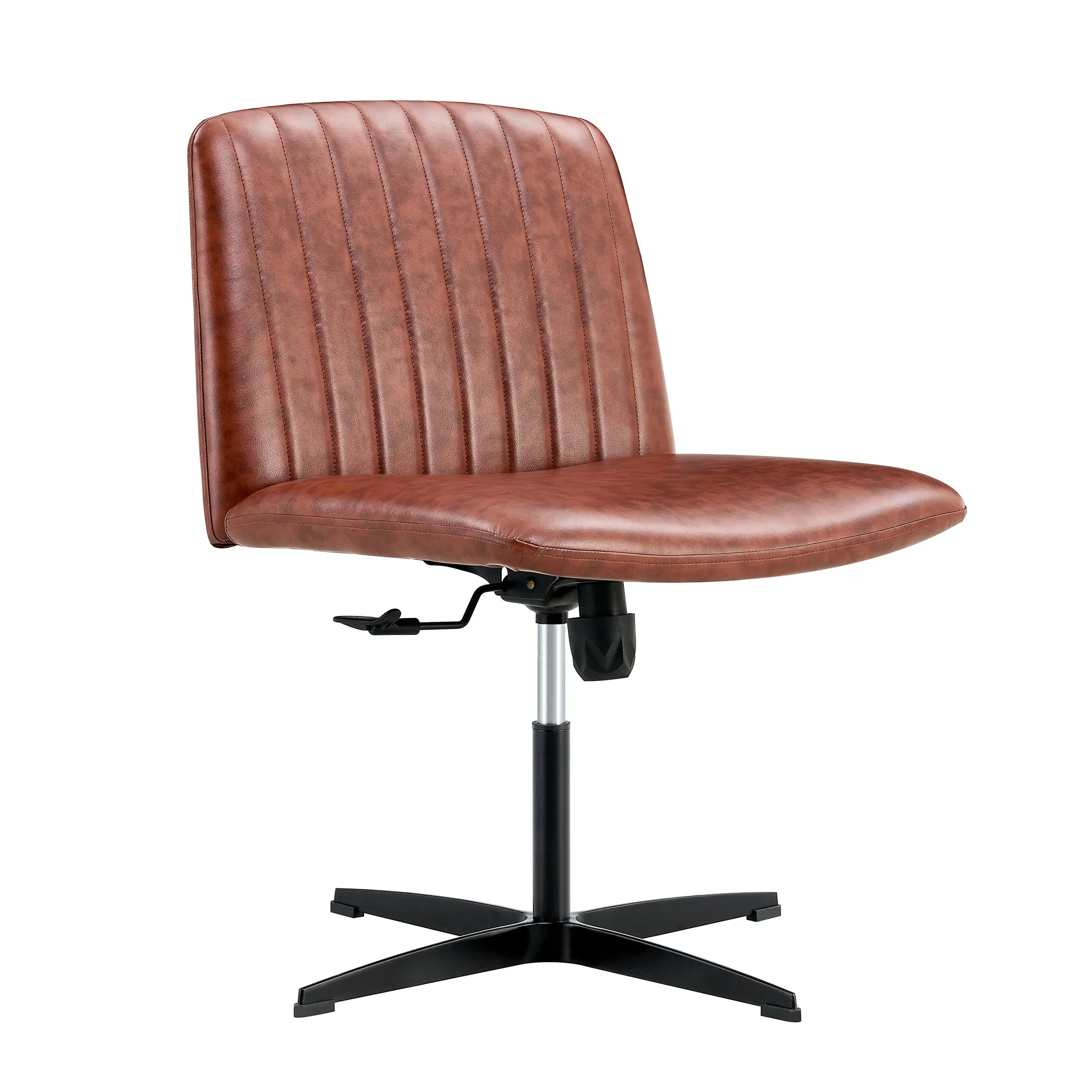Office Chair Brown Adjustable 360 °Swivel Cushion With Black Foot - Brown