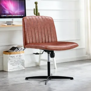Office Chair Brown Adjustable 360 °Swivel Cushion With Black Foot - Brown