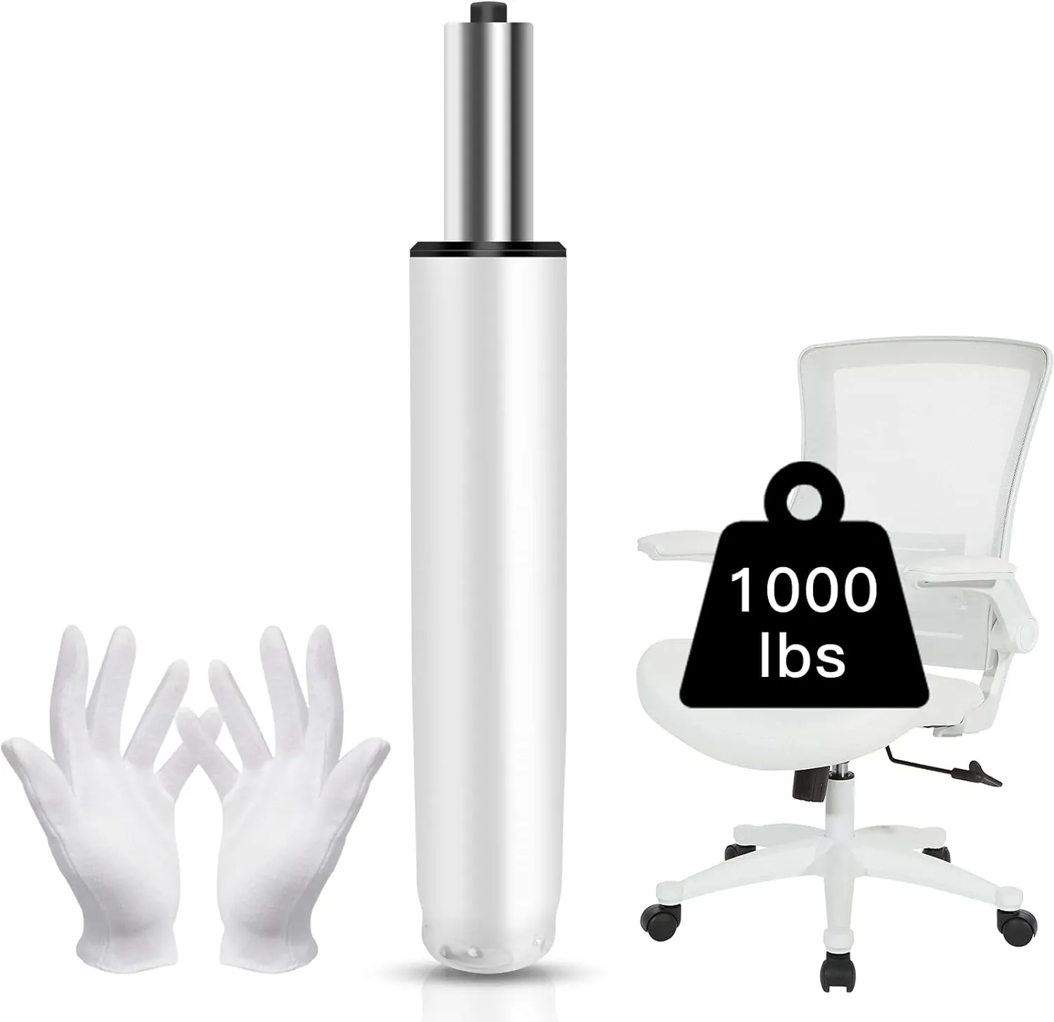 Office Chair Cylinder Replacement,Heavy Duty Gas Lift Cylinder for Office Desk Chairs/Gaming Chair,Gas Lift Hydraulic/Pneumatic Piston, Universal Size (Premium White)