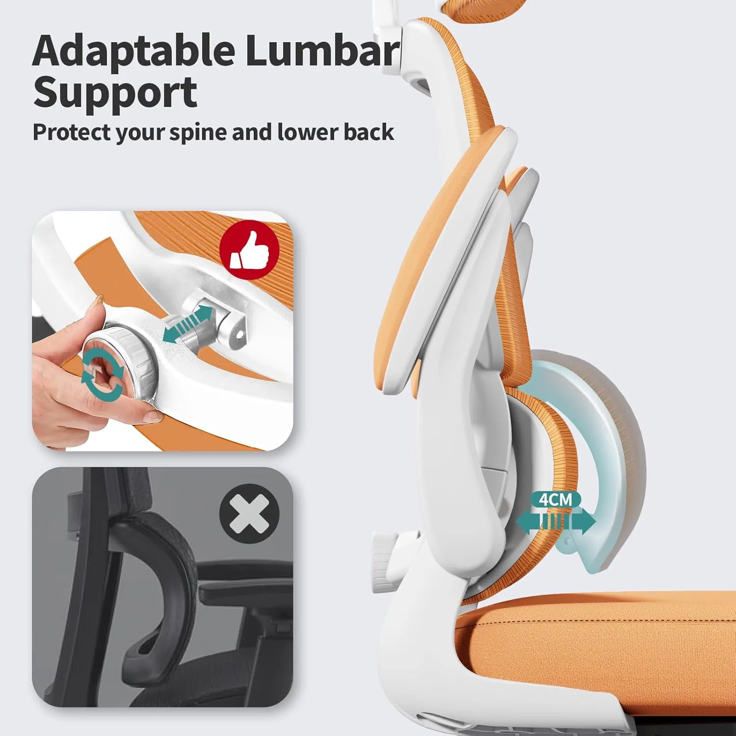Office Chair Ergonomic Desk Chair, 330 LBS Home Mesh Office Desk Chairs with Wheels, Comfortable Gaming Chair, High Back Office Chair for Long Hours (Orange)