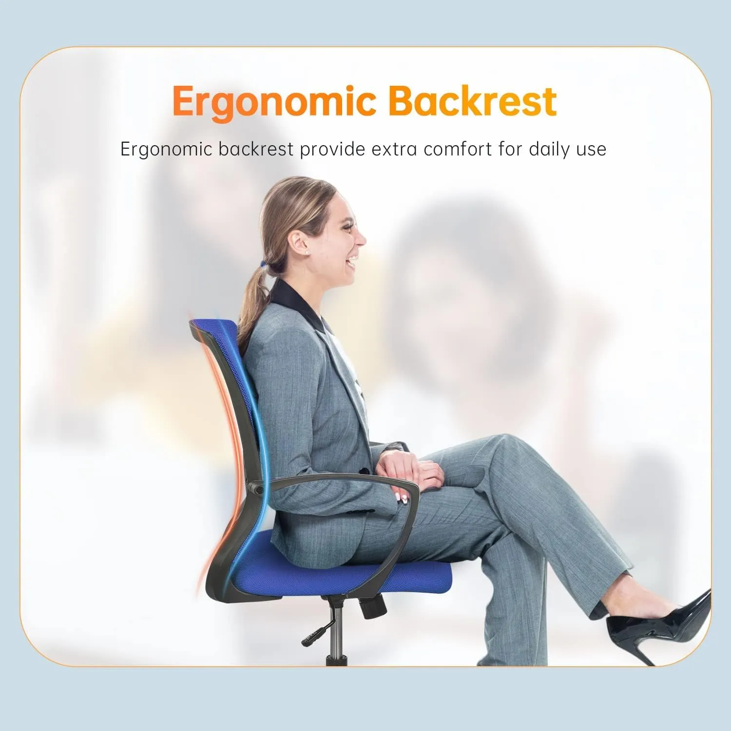 Office Chair Ergonomic Desk Chair Mesh Computer Chair with Lumbar Support Armrest Rolling Swivel Adjustable Task Chair for Adults(Blue)