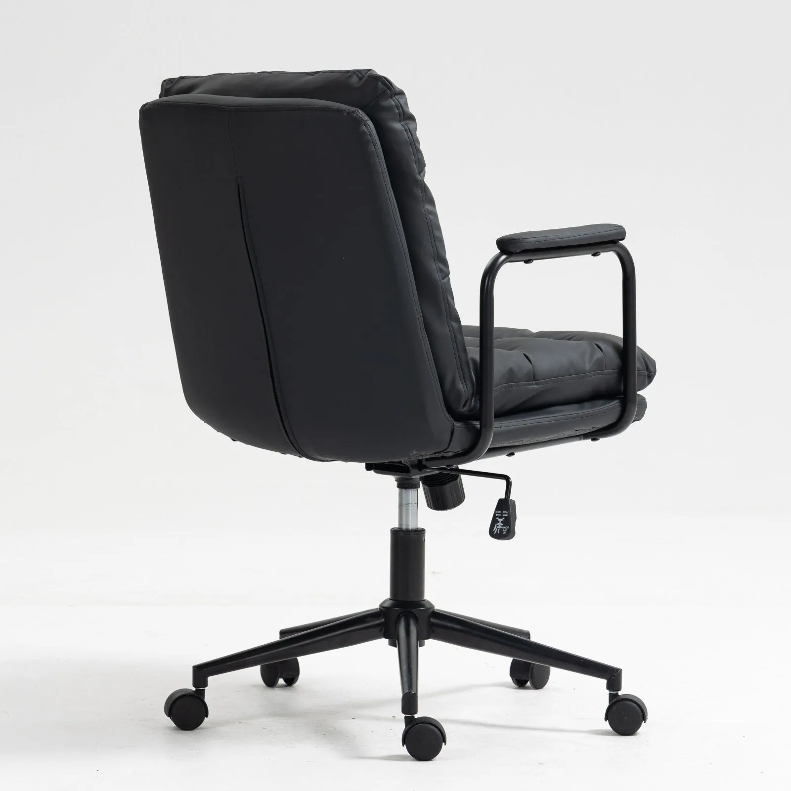 Office Chair, Mid Back Home Office Desk Task Chair with Wheels and Arms, Ergonomic PU Leather Computer Rolling Swivel Chair