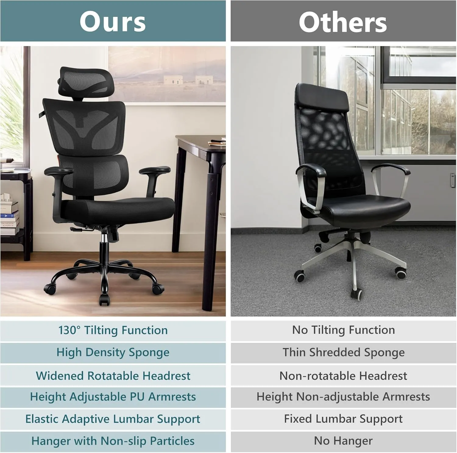 Office Desk Chair - Ergonomic High Back Reclining Gaming Chair with Breathable Mesh, Lumbar Support, Adjustable Armrests (Big and Tall - Orange)