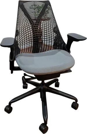 OFFICE LOGIX SHOP Нeгmaп Μilleг Sayl Chair (Open Box) (Black Frame w/Gray Seat)