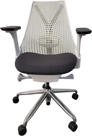 OFFICE LOGIX SHOP Нeгmaп Μilleг Sayl Chair (Open Box) (White w/Lumbar Chrome Base)