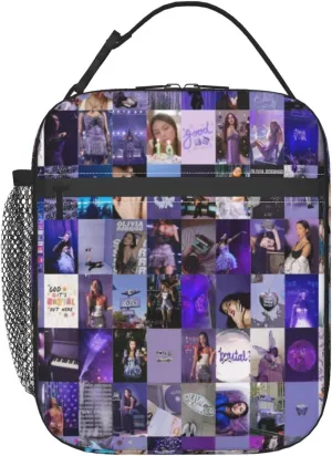 Olivia Songwriter Actress Rodrigo Large Leakproof Tote Lunch Box Bag Outdoor Lunch Bag with Pocket Womens Lunch Bag for Women