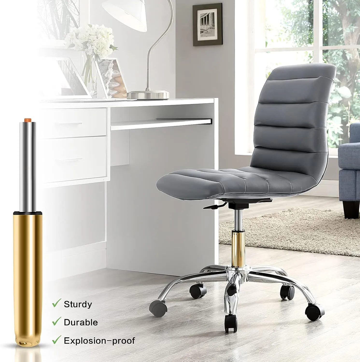 Omyoffice Adjustable Height Gas Lift Cylinder for Office Chairs, Universal Size, Heavy Duty, Gold